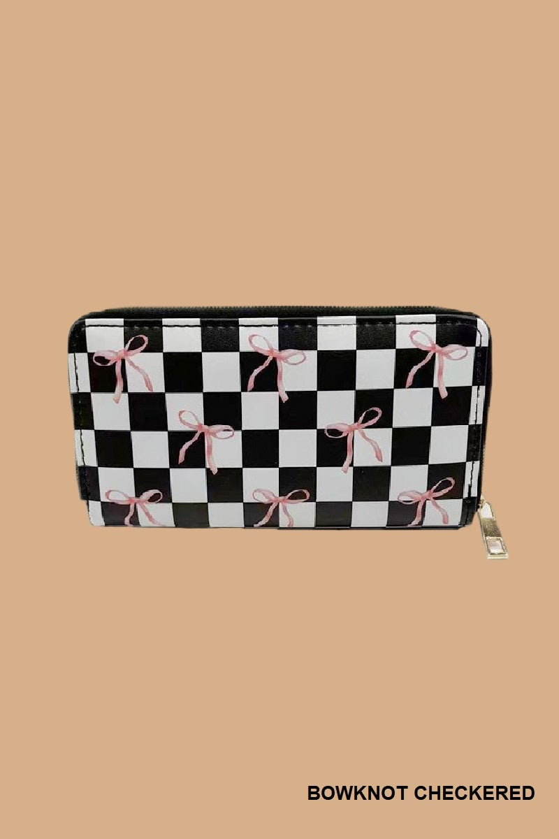 TRENDY BOW RIBBON VEGAN LEATHER LONG WALLET