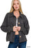 Womens Acid Wash Fleece Front Pocket Cropped Shacket