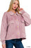 Womens Acid Wash Fleece Front Pocket Cropped Shacket