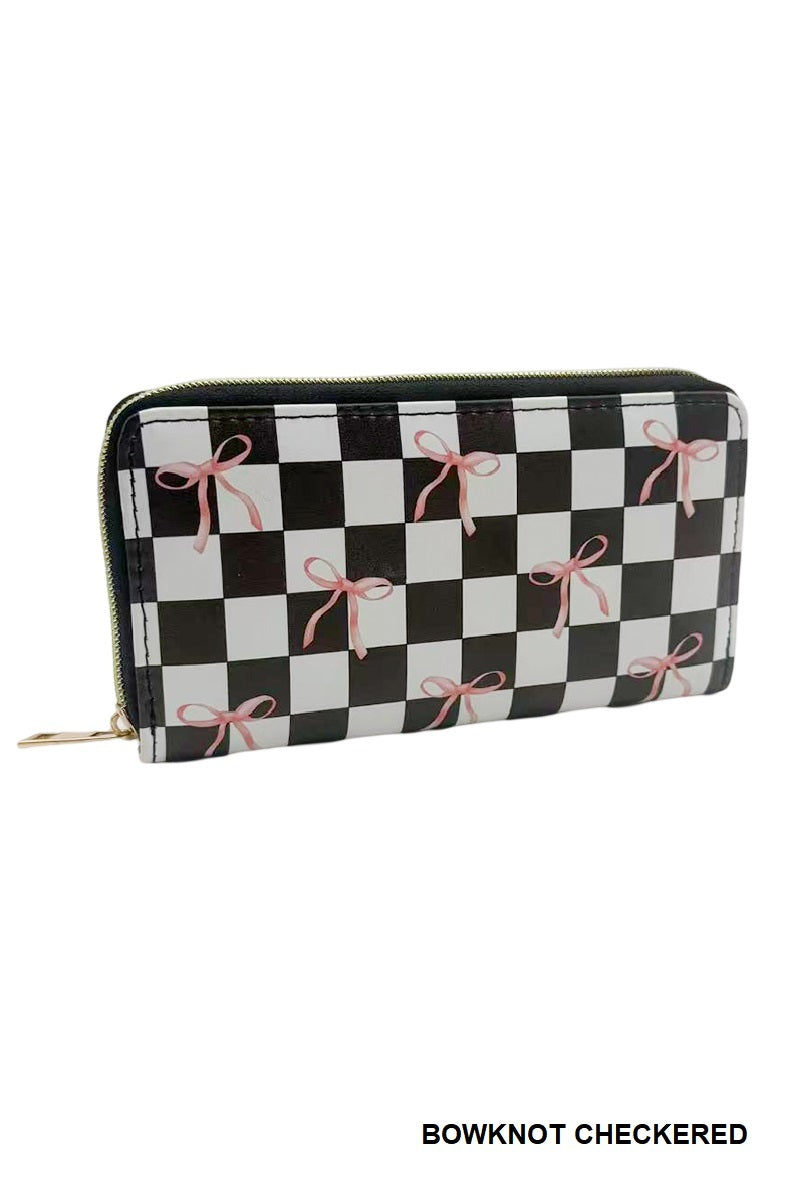 TRENDY BOW RIBBON VEGAN LEATHER LONG WALLET