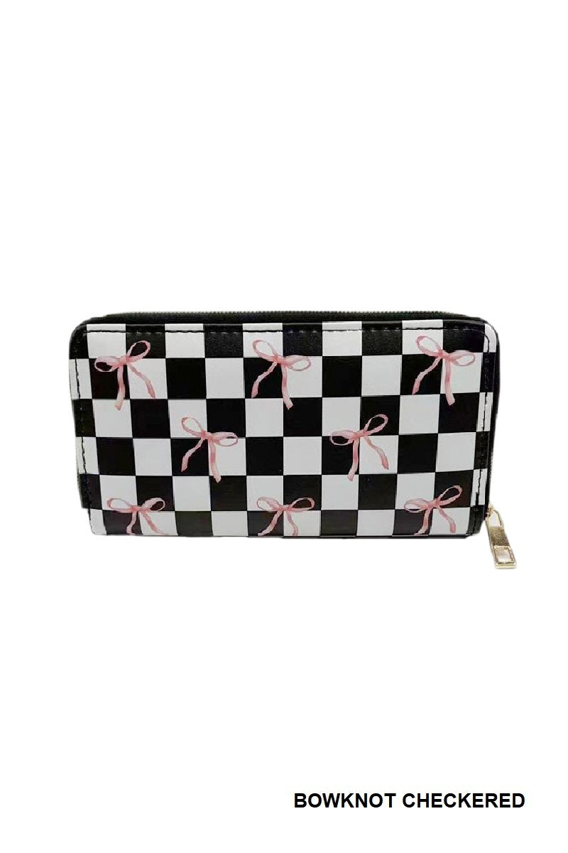 TRENDY BOW RIBBON VEGAN LEATHER LONG WALLET