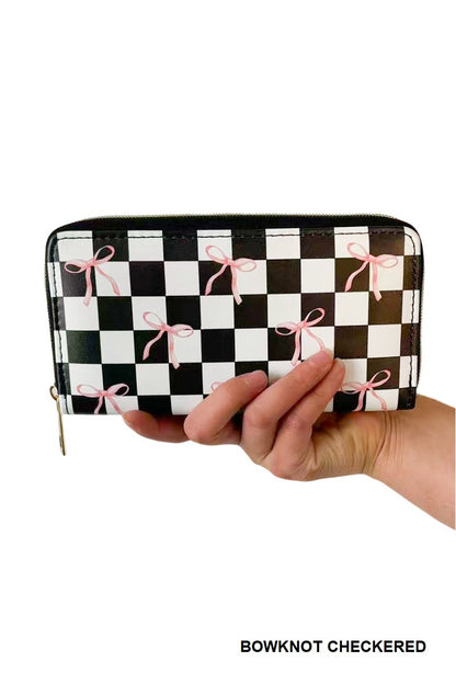 TRENDY BOW RIBBON VEGAN LEATHER LONG WALLET