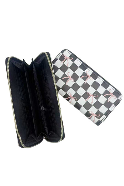 TRENDY BOW RIBBON VEGAN LEATHER LONG WALLET