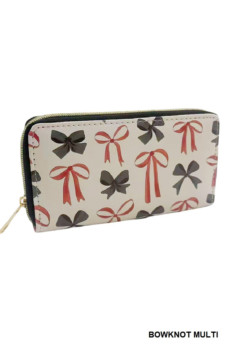 TRENDY BOW RIBBON VEGAN LEATHER LONG WALLET