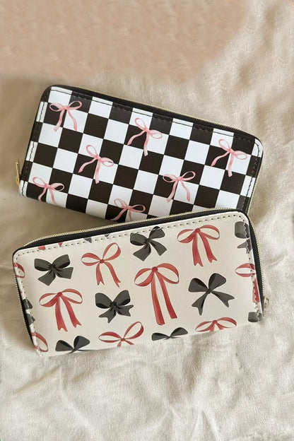 TRENDY BOW RIBBON VEGAN LEATHER LONG WALLET