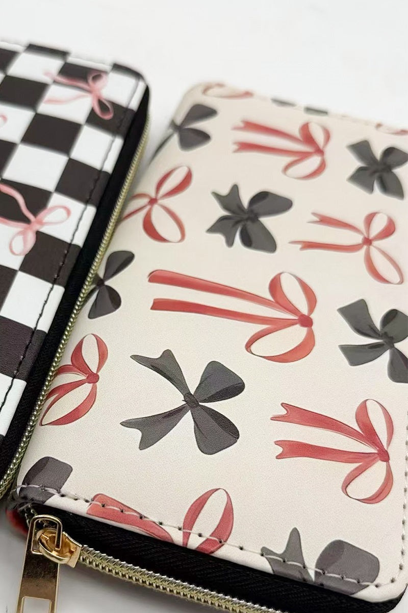 TRENDY BOW RIBBON VEGAN LEATHER LONG WALLET