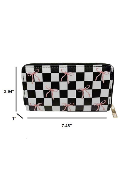 TRENDY BOW RIBBON VEGAN LEATHER LONG WALLET