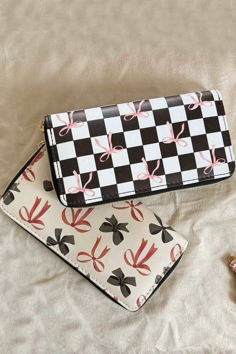 TRENDY BOW RIBBON VEGAN LEATHER LONG WALLET
