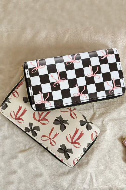 TRENDY BOW RIBBON VEGAN LEATHER LONG WALLET