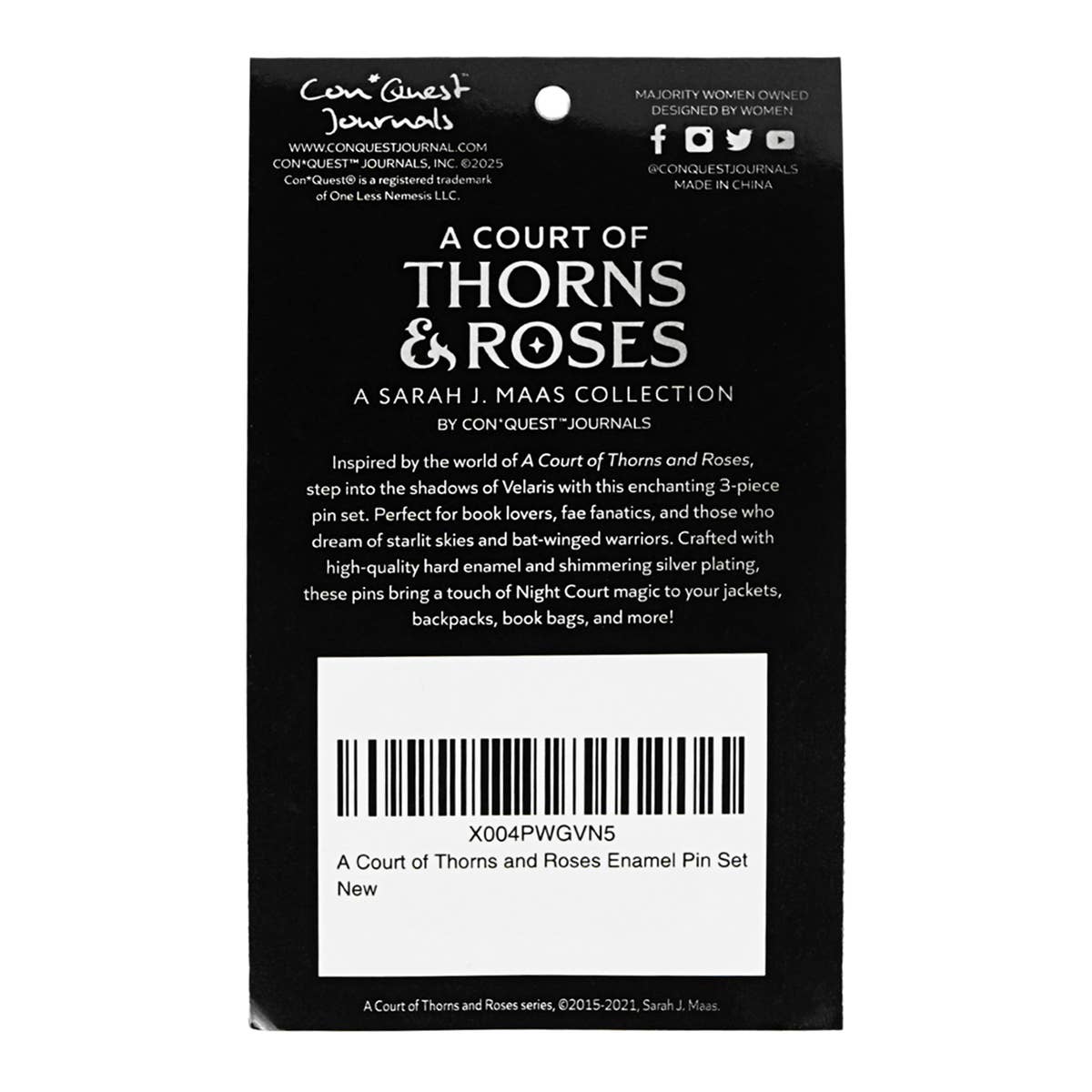 A Court of Thorns and Roses Enamel Pins (3-Pack)