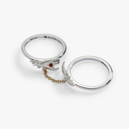 A Court of Thorns and Roses 'Keep Reaching Out Your Hand' Nesta & Cassian Ring Set of 2