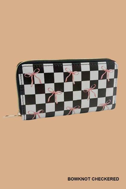 TRENDY BOW RIBBON VEGAN LEATHER LONG WALLET