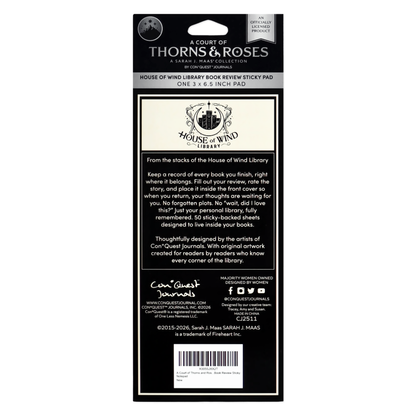 A Court of Thorns and Roses: House of Wind Library Book Review Sticky Notepad (3'' x 6.5'')