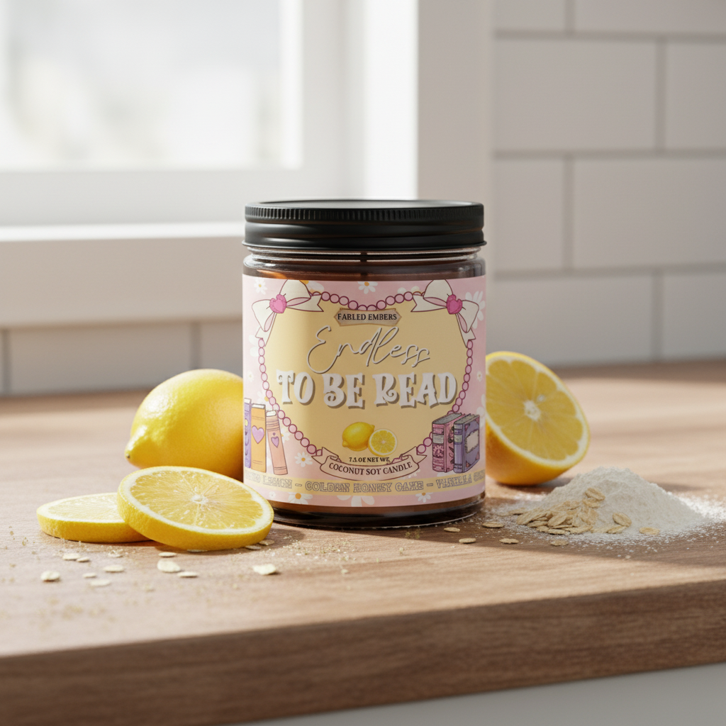 ENDLESS TO BE READ book lovers lemon square scented candle
