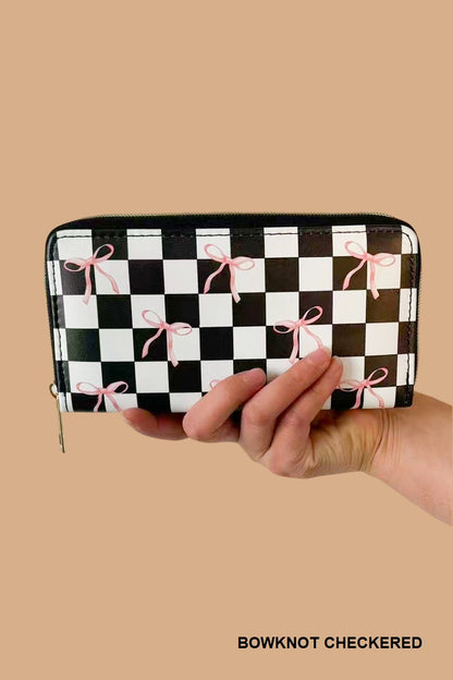 TRENDY BOW RIBBON VEGAN LEATHER LONG WALLET