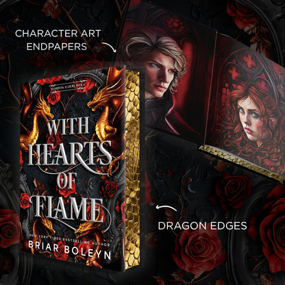 With Hearts of Flame (Deluxe Limited Edition): A Dark Academia Romantasy Novel of Vampires and Dragons Featuring Stenciled Edges and Illustrated Endpapers (Bloodwing Academy, 4)Pre-Order Releases October 20 2026