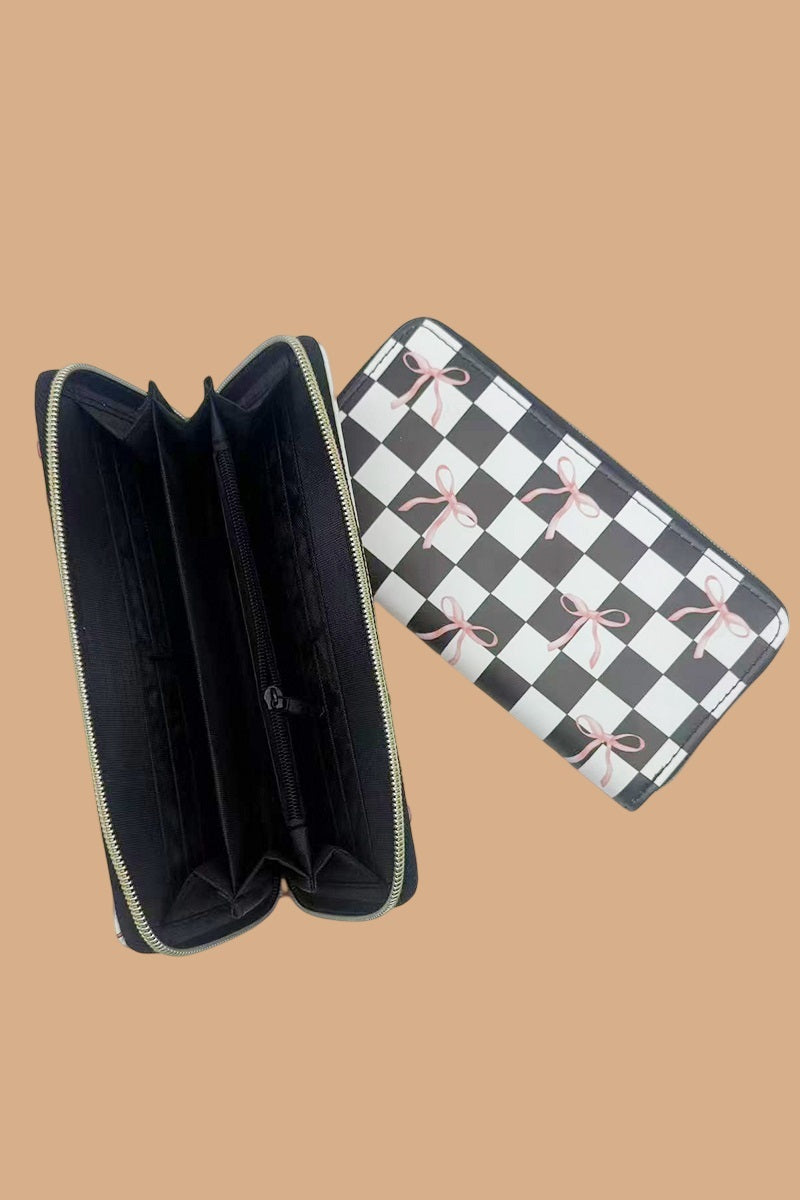 TRENDY BOW RIBBON VEGAN LEATHER LONG WALLET