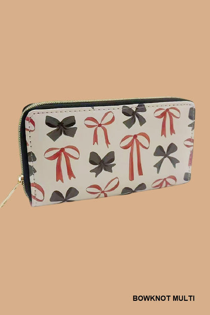 TRENDY BOW RIBBON VEGAN LEATHER LONG WALLET