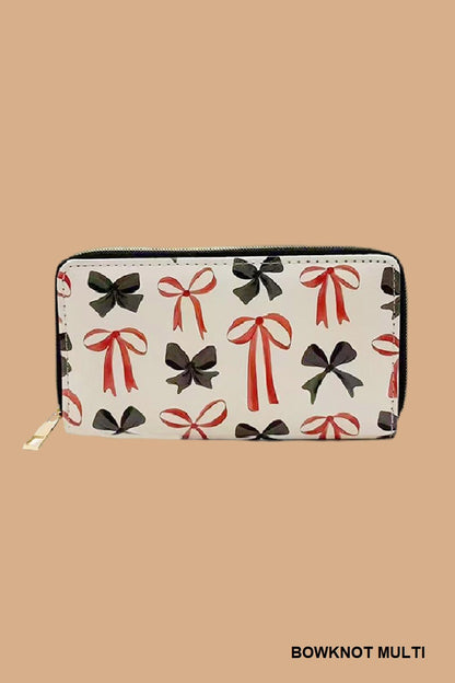 TRENDY BOW RIBBON VEGAN LEATHER LONG WALLET