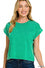 Washed cotton cuffed short sleeve top
