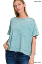 WOMENS ACID CRINKLE-WASHED OVERSIZED BOX TEE