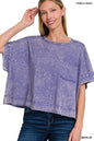 WOMENS ACID CRINKLE-WASHED OVERSIZED BOX TEE