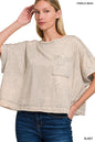 WOMENS ACID CRINKLE-WASHED OVERSIZED BOX TEE