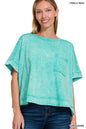 WOMENS ACID CRINKLE-WASHED OVERSIZED BOX TEE