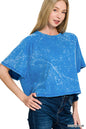 Womens Acid washed round neck crop tee