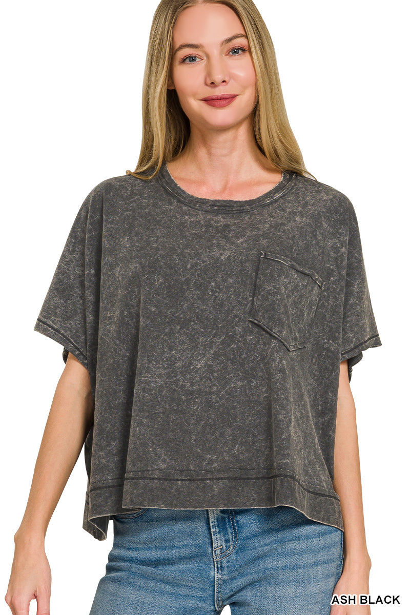 Acid washed oversized top