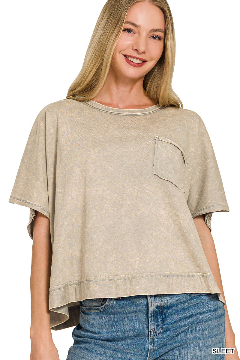 Acid washed oversized top