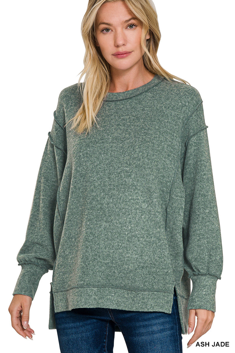 Brushed melange hacci oversized sweater