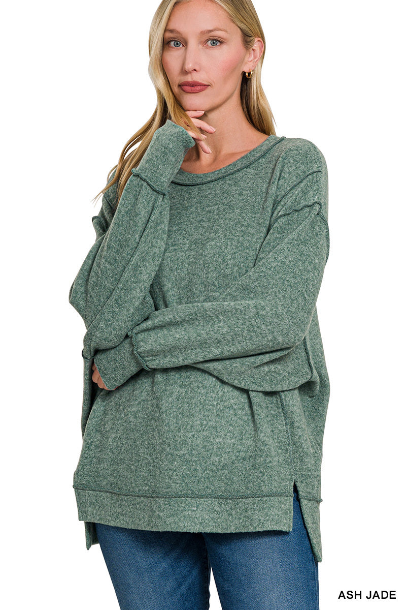 Brushed melange hacci oversized sweater