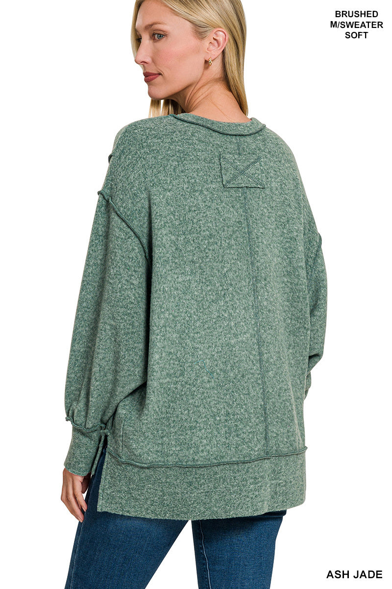 Brushed melange hacci oversized sweater