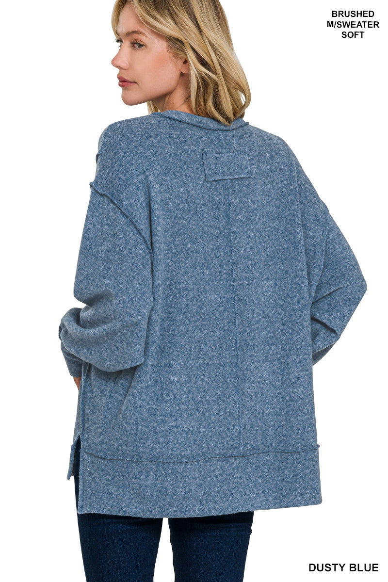 Brushed melange hacci oversized sweater