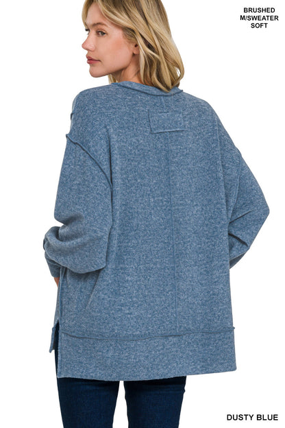 Brushed melange hacci oversized sweater