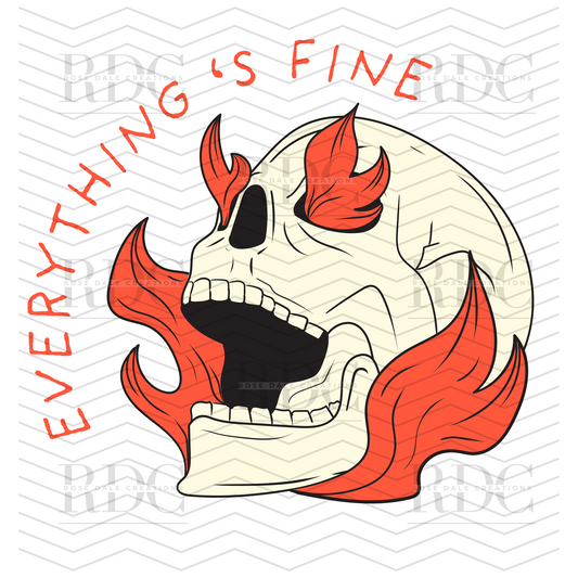 Everything's Fine Red Skull Ready to Press DTF