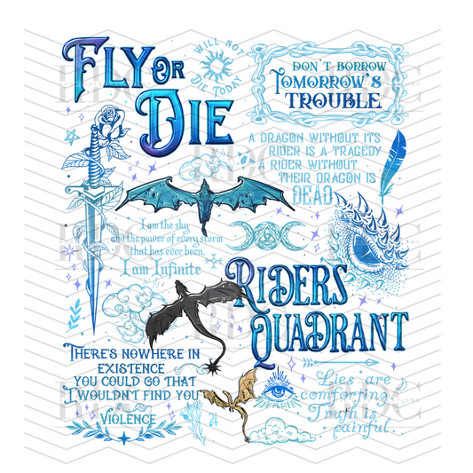 Fly or Die Riders Quadrant Fourth Wing Book Series Ready to Press DTF