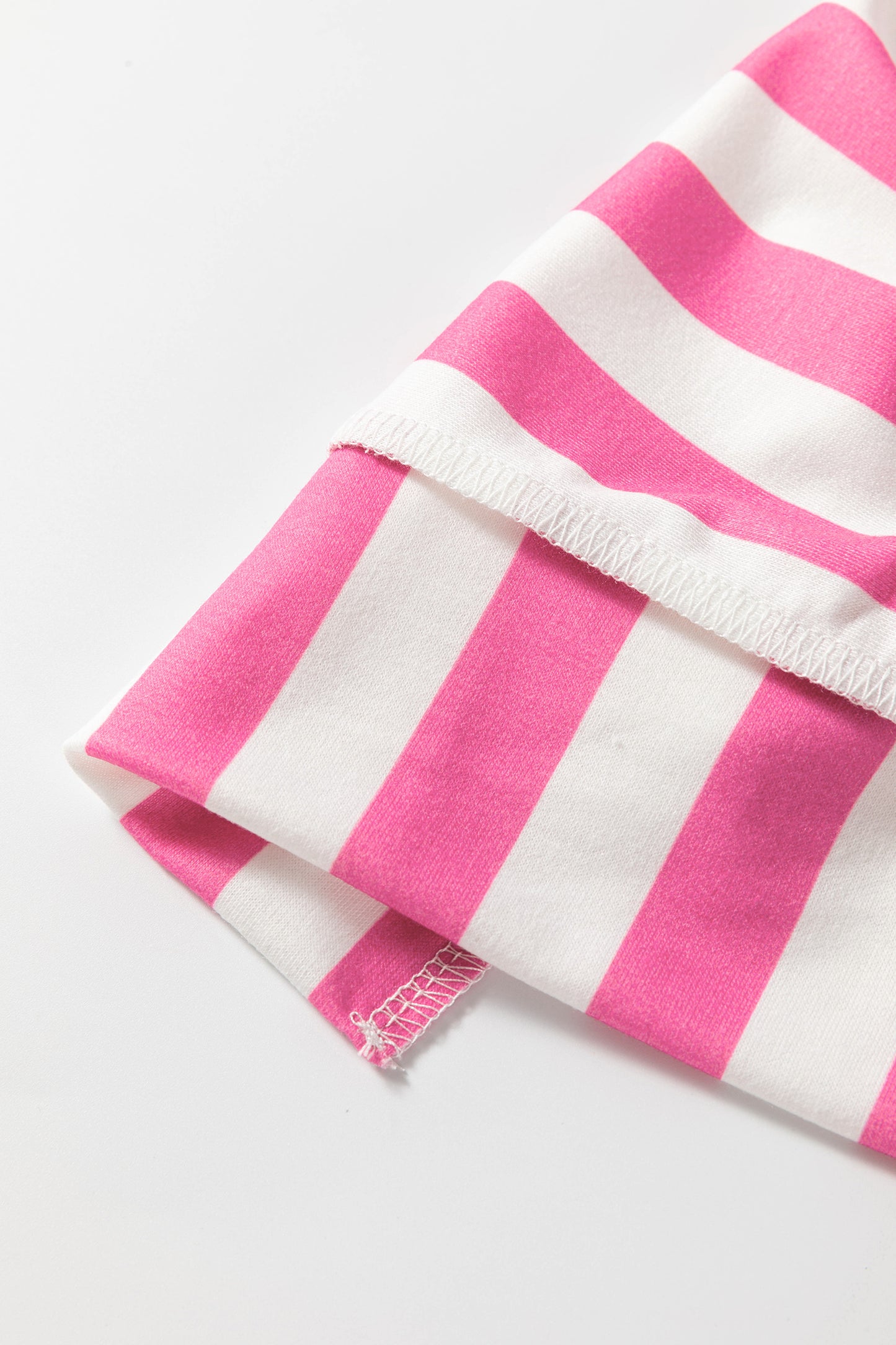 Womens Pink Stripe Exposed Seam Contrast Patchwork Oversized Top