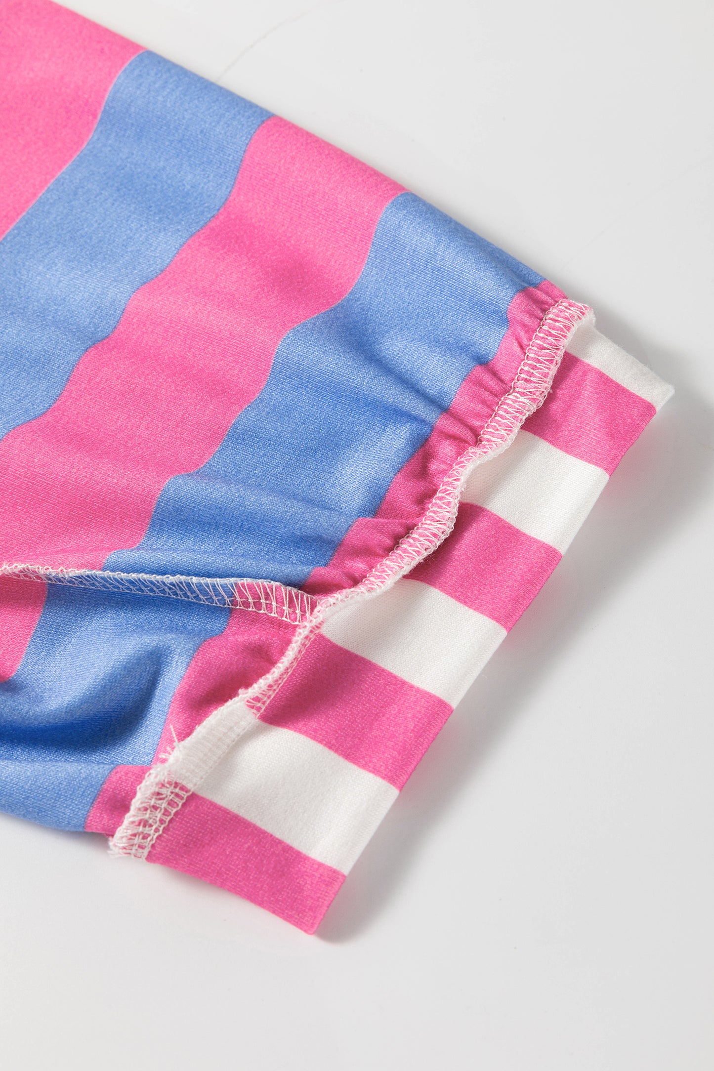 Womens Pink Stripe Exposed Seam Contrast Patchwork Oversized Top