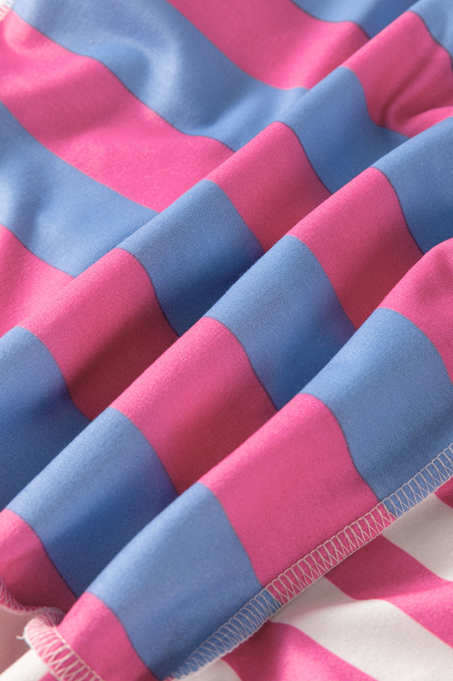 Womens Pink Stripe Exposed Seam Contrast Patchwork Oversized Top