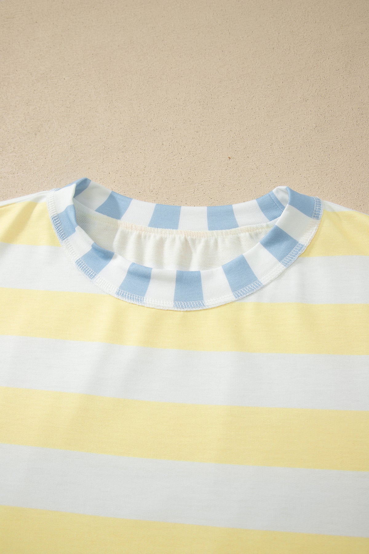 Womens Pink Stripe Exposed Seam Contrast Patchwork Oversized Top
