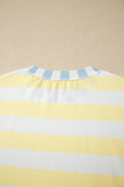 Womens Pink Stripe Exposed Seam Contrast Patchwork Oversized Top