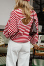 Stripe Cutout Open Back Long Sleeve Loose Top