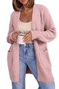 Light Pink Open Front Soft Fuzzy Ribbed Sweater Cardigan