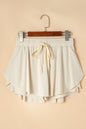 Beige Drawstring Elastic Waistband Lined Tennis Skorts