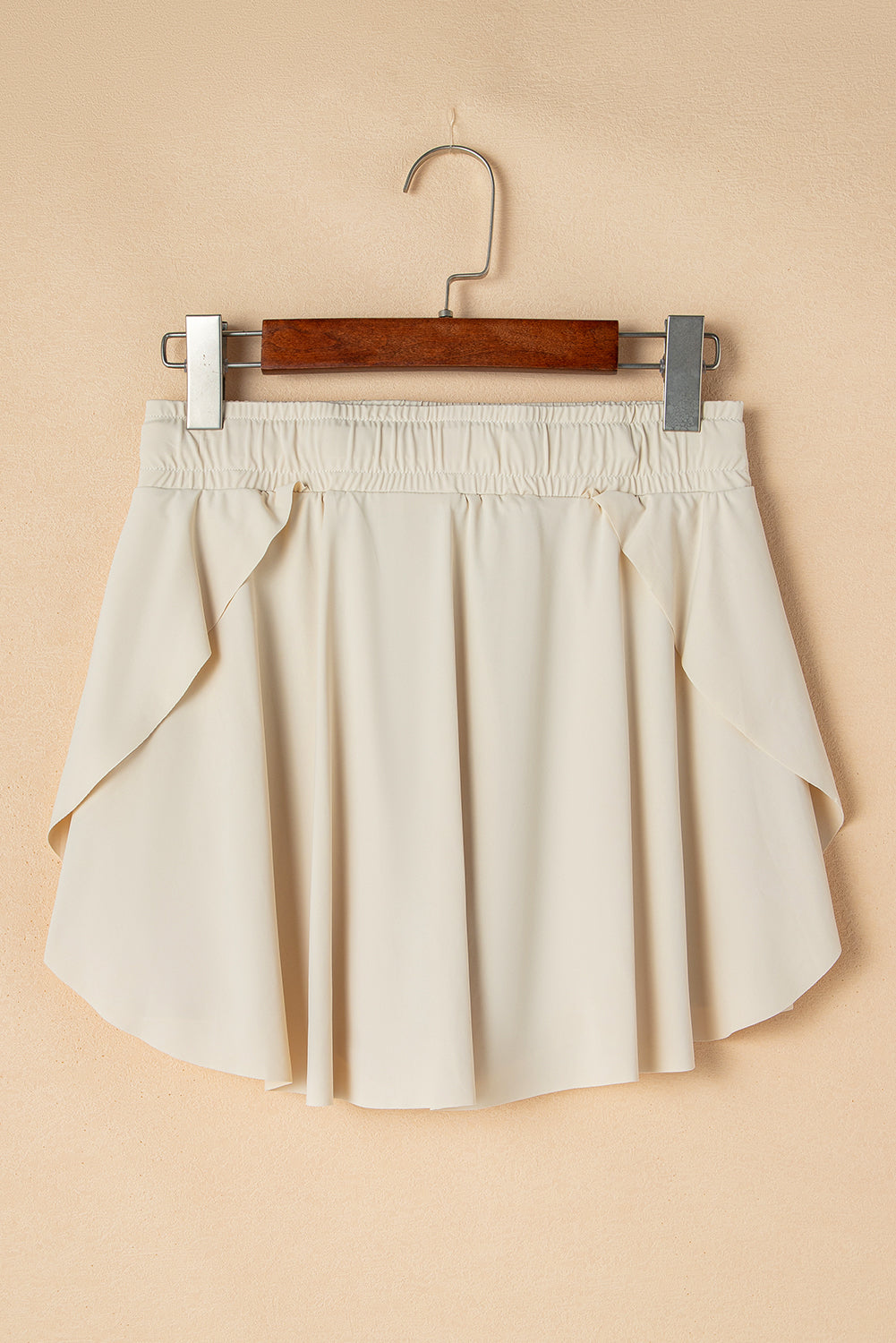 Beige Drawstring Elastic Waistband Lined Tennis Skorts