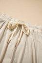 Beige Drawstring Elastic Waistband Lined Tennis Skorts