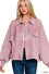 Womens Acid Wash Fleece Front Pocket Cropped Shacket
