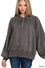 Acid wash fleece button up collared pullover